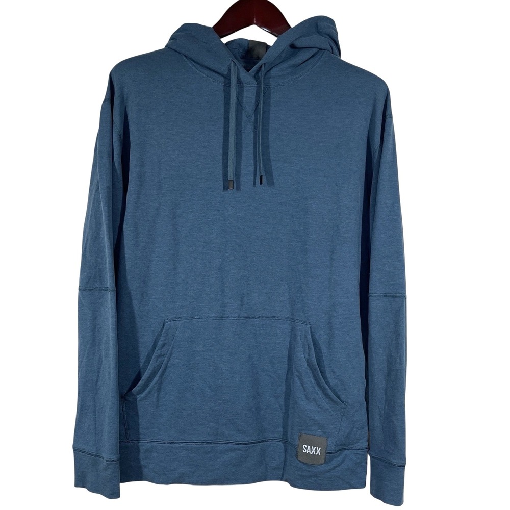 Saxx 3Six Five Lounge Hoodie Mens M Teal Blue Modal Blend Pullover Soft Comfort